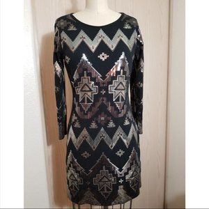Express Aztec Sequin Mini Dress